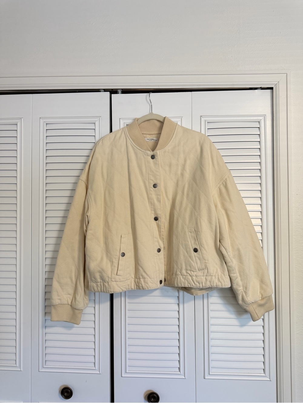 rag & bone Cream Bomber Jacket size L